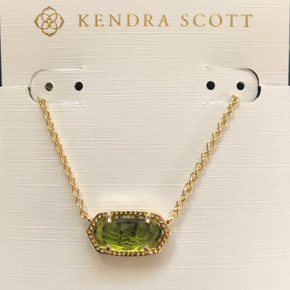 Kendra Scott Elisa Gold Tone Peridot Illusion Short Pendant Necklace